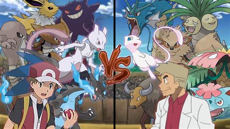 Pokemon Legendary Battle Red Vs Professor Oak Mewtwo Vs Mew Youtube