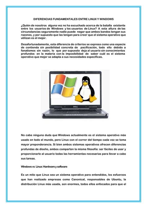 Diferencias Fundamentales Entre Linux Y Windows Pdf