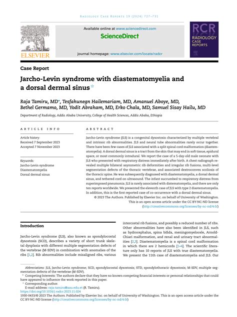 Pdf Jarcho Levin Syndrome With Diastematomyelia And A Dorsal Dermal Sinus