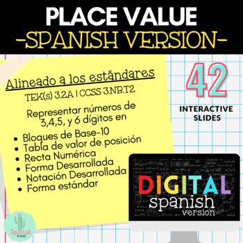 Valor De Posici N Digital Place Value Spanish Valor Posicional