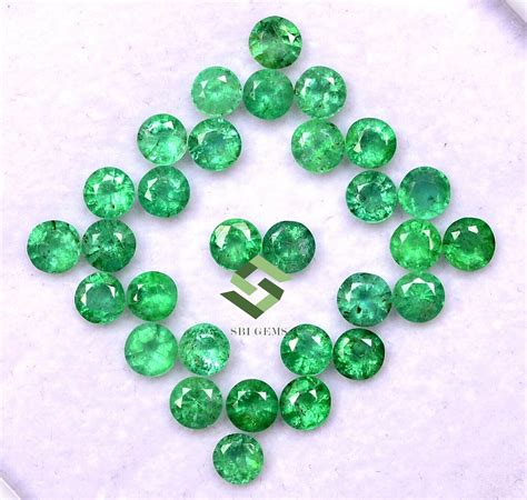 Cts Natural Emerald Round Cut Mm Lot Pcs Untreated Loose