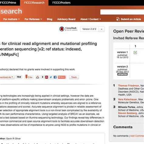 Screenshot Of The F1000 Research Post Publication Open Peer Review