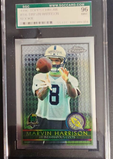 1996 Topps Chrome 40th Rookie Marvin Harrison Rookie Card 156 SGC 96