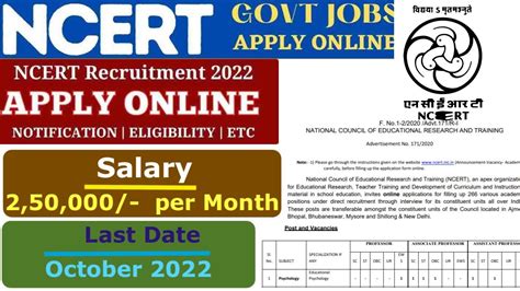 NCERT VACANCY 2022 NCERT RECRUITMENT 2022 Complete Details YouTube