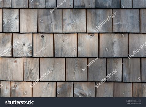 Natural White Cedar Shakes Siding Worn Stock Photo 1802126629