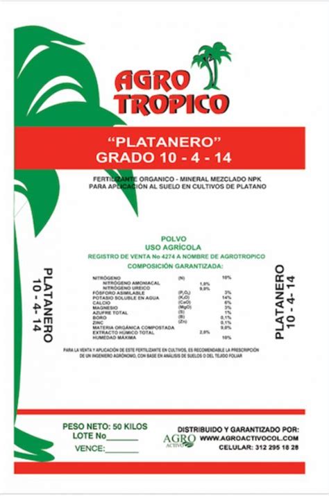 Abono Y Fertilizante Platanero 10 4 14 Para Platano Y Frutales Agroactivo