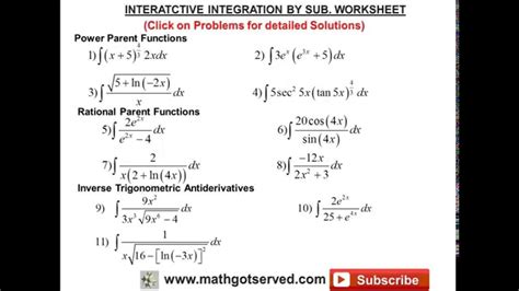 Lesson 28 Integration By Substitution Worksheet Solutions Pdf Worksheets Library