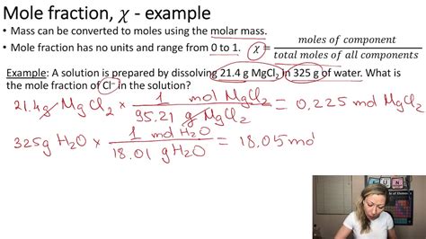 How To Calculate The Mole Fraction Of A Component Is A Solution YouTube