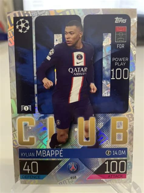 KYLIAN MBAPPE Match Attax Champions League 22 23 100 Club PSG 458