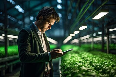 Premium Photo Farmer Using Digital Tablet Inspecting Fresh Vegetable