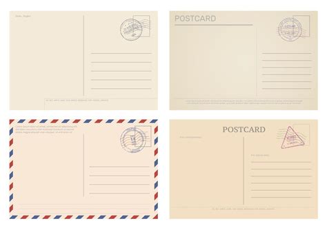 Vintage Postcard And Air Mail Envelope Template Vector Art At