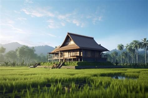 Premium Photo Traditional House In The Middle Of Rice Fields