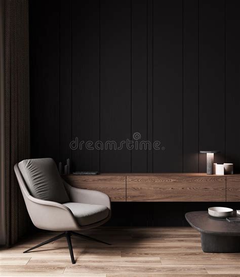 Home Interior Luxury Modern Dark Living Room Interior Black Empty