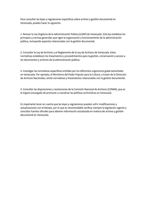 Leyes Y Normas Especificas Sobre Control Y Regulacion De Archivos Pdf
