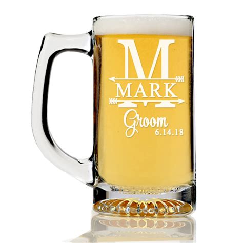 Monogram Groomsman Beer Mug Glass Gift Personalized Groomsmen Etsy