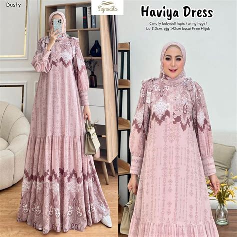 Jual Gamis Wanita Haviya FREE Hijab Original By Signadila Gamis