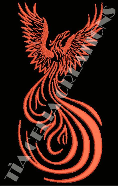 Phoenix Machine Embroidery Design Etsy