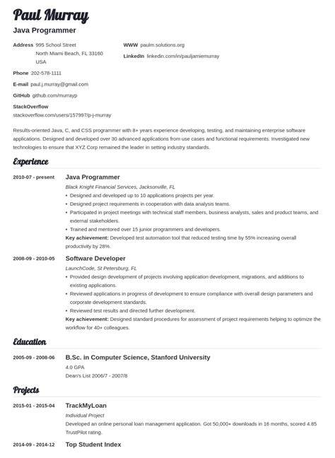 Programmer Resume Template Kickresume Riset