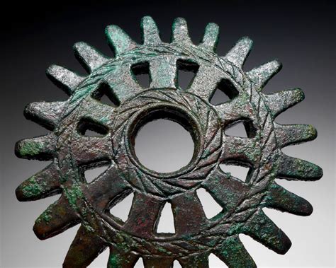 Elaborate Openwork Ancient Sun God Copper Bronze Mace Of The Pre