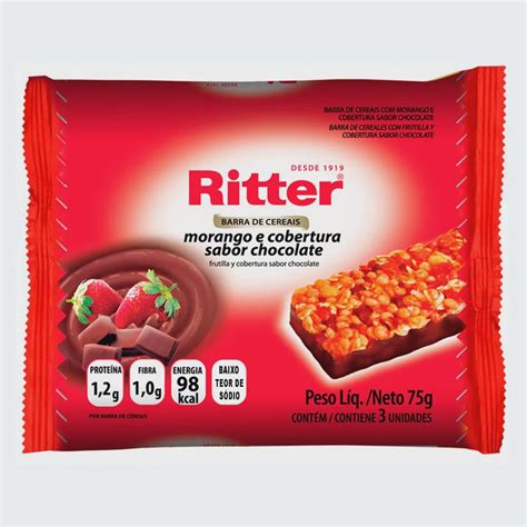 Barra De Cereais Ritter Morango E Cobertura Sabor Chocolate 3