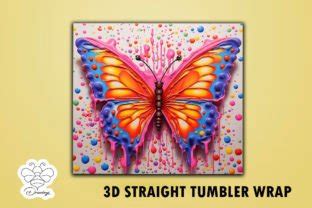 Butterfly 3D Pop Art Tumbler Wrap Bundle Graphic By BeeDrawings