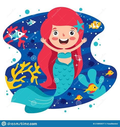 Linda E Bonita Sereia De Desenhos Animados Posando Ilustra O Do Vetor