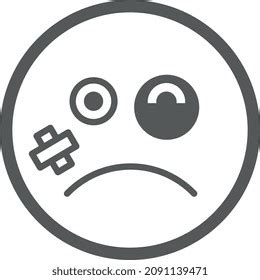 Bruised Face Icon Round Emoji Black Stock Vector (Royalty Free) 2091139471 | Shutterstock