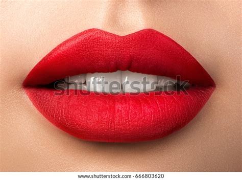 Close View Beautiful Woman Lips Purple Stock Photo Edit Now 666803620