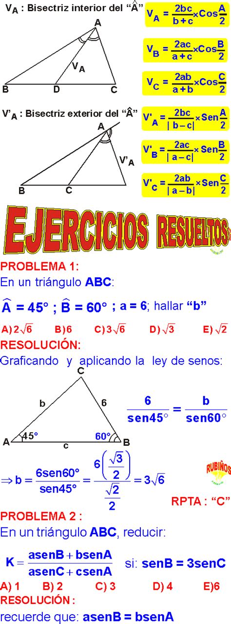 LEY DE SENOS Y COSENOS EJERCICIOS RESUELTOS PDF