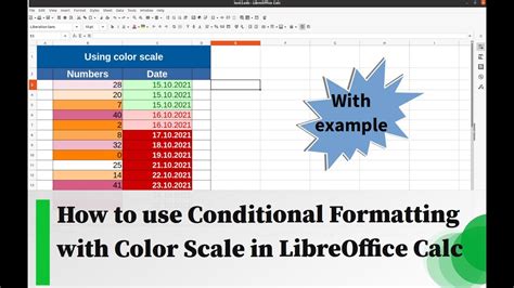 How To Use Conditional Formatting With Color Scale In Libreoffice Calc