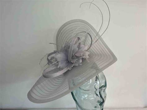 Pleated Crin Fascinator With Feathered Flowers In Silver Love Fascinators