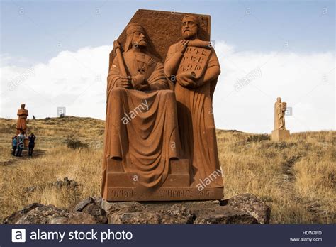 Armenian Alphabet Monument Aparan Aragatsotn Province Armenia Stock