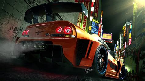 Orange GTR Sports Car Live Wallpaper - WallpaperWaifu