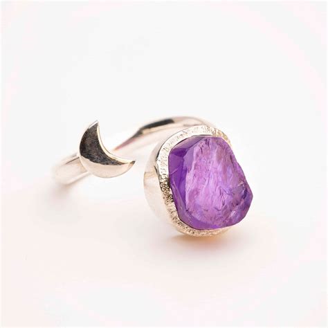Amethyst Raw Stone Adjustable Ring - Erin | Koko Jewellery