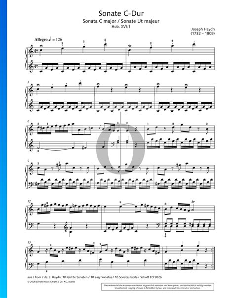 Sonata In C Major Hob Xvi Franz Joseph Haydn Piano Sheet Music