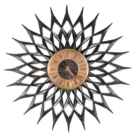 Vintage Sunburst Wall Clock At Stdibs