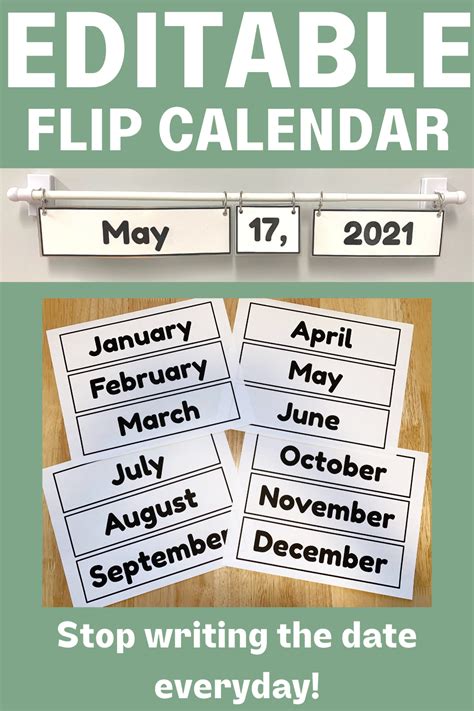 Editable Flip Calendar | Flip calendar, Calendar, Magnetic curtain rods