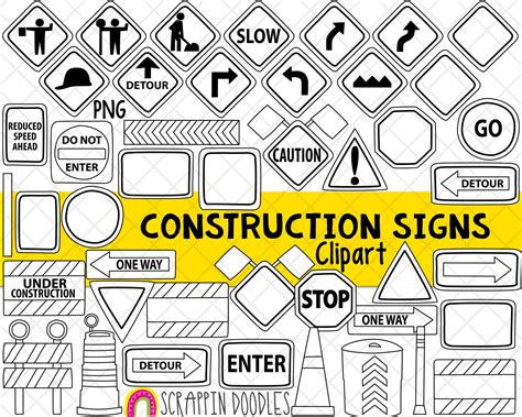 Construction Signs Clipart Road Work Sign Traffic Cone - Etsy Australia