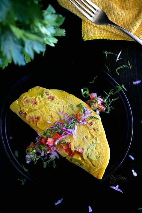 Vegan Chickpea Omelette Eggless Omelette Omelet NISH KITCHEN