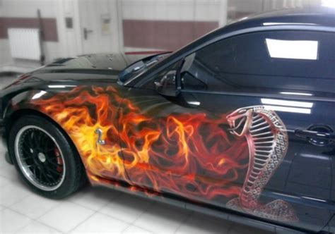 Car Airbrushing Painting Mustang Shelby Cobra Fire Justairbrush