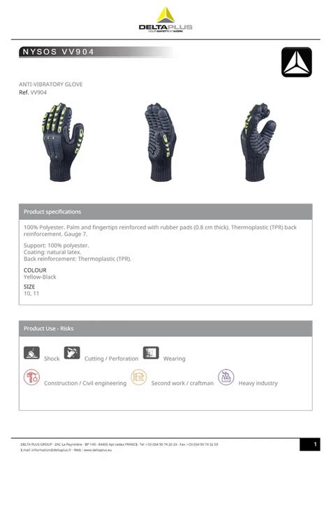 Deltaplus Anti Vibration And Impact Resistant Gloves Nysos Vv904 For