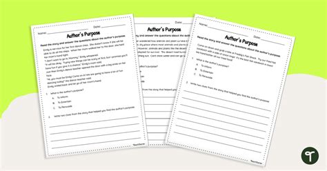 Free Authors Purpose Worksheets Teach Starter Worksheets Library