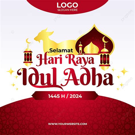 Happy Eid Al Adha 2024 Year 1445 H With Golden Goat Islamic Decoration