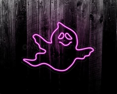 Ghost Led Neon Sign Handmade Halloween Decor All Hallows Etsy Uk