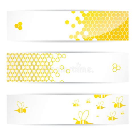 Three Honeycombs With Bees And Honey Combs On White Background Set Of