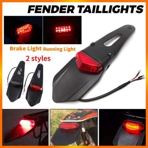 E M Universal Motorcycle Rear Fender With LED Tail Light Mudguard With