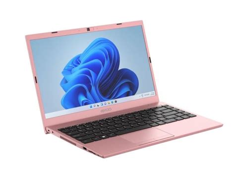 An Open Pink Laptop Computer On A White Background