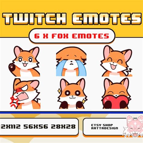 6x Cute Fox Emotes Pack For Twitch Youtube Tiktok And Discord Etsy