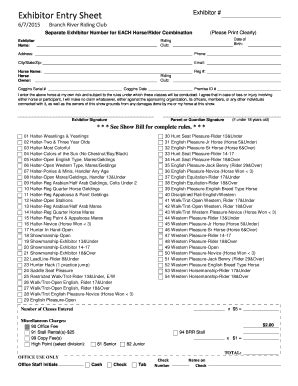 Fillable Online Exhibitor Entry Sheet Exhibitor Branch River Fax