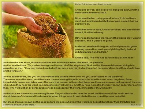 Mark Parables Of Jesus The Sower About The Kingdom Of Heaven